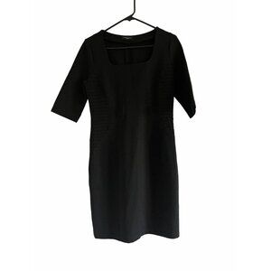 Javier Simmora 1/2 Sleeve Square Neckline Bodycon Dress Black Size 6‎